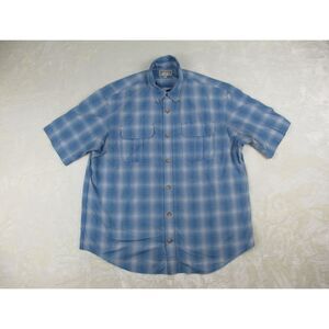 Duluth Trading Shirt Mens Extra Large Blue‎ Plaid Button Up Lightweght Outdoors